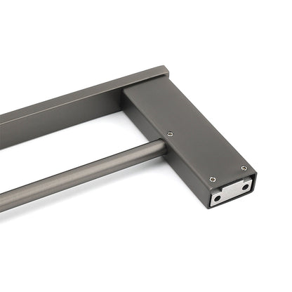 Gun Metal Grey Square Strong Towel Rail Rack 600mm Double Hanger Holder Bar Kit - Image 4