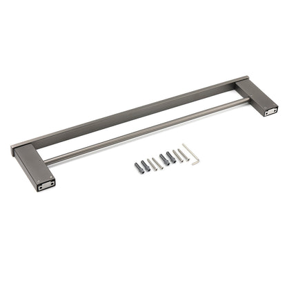 Gun Metal Grey Square Strong Towel Rail Rack 600mm Double Hanger Holder Bar Kit - Image 5