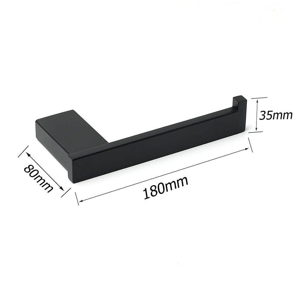 Matt Black Square Cubic Toilet Paper Roll Tissue Roll Holder Rack Wall Hook Kit - Image 2