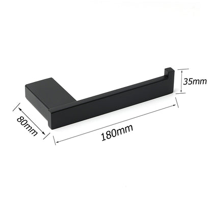 Matt Black Square Cubic Toilet Paper Roll Tissue Roll Holder Rack Wall Hook Kit - Image 2