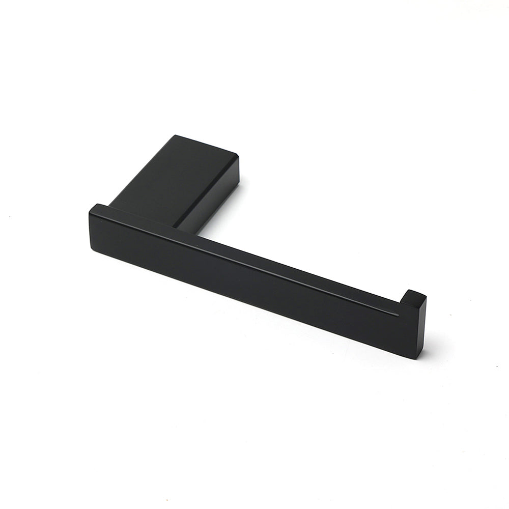 Matt Black Square Cubic Toilet Paper Roll Tissue Roll Holder Rack Wall Hook Kit - Image 3