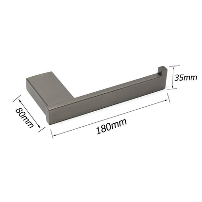 Gun Metal Square Toilet Paper Roll Tissue Roll Holder Hook Rack Wall Mounted Set - Image 2