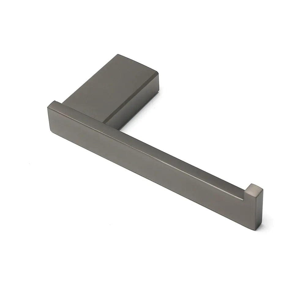 Gun Metal Square Toilet Paper Roll Tissue Roll Holder Hook Rack Wall Mounted Set - Image 3