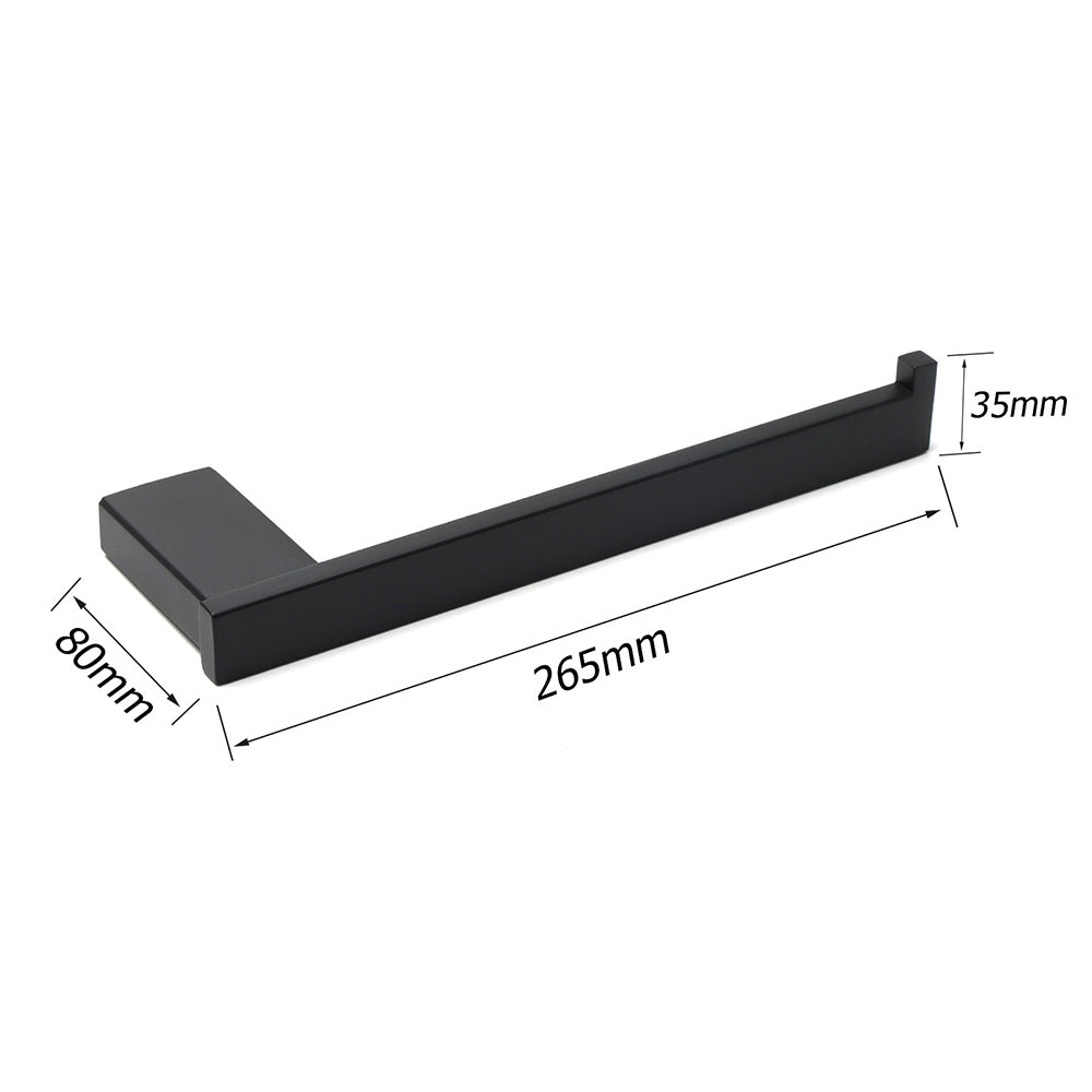Bathroom Matt Black Stainless Steel Square Towel Rack Clothes Wall Mount Holder - Image 2
