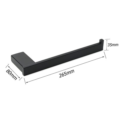 Bathroom Matt Black Stainless Steel Square Towel Rack Clothes Wall Mount Holder - Image 2