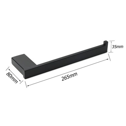 Bathroom Matt Black Stainless Steel Square Towel Rack Clothes Wall Mount Holder - Image 2