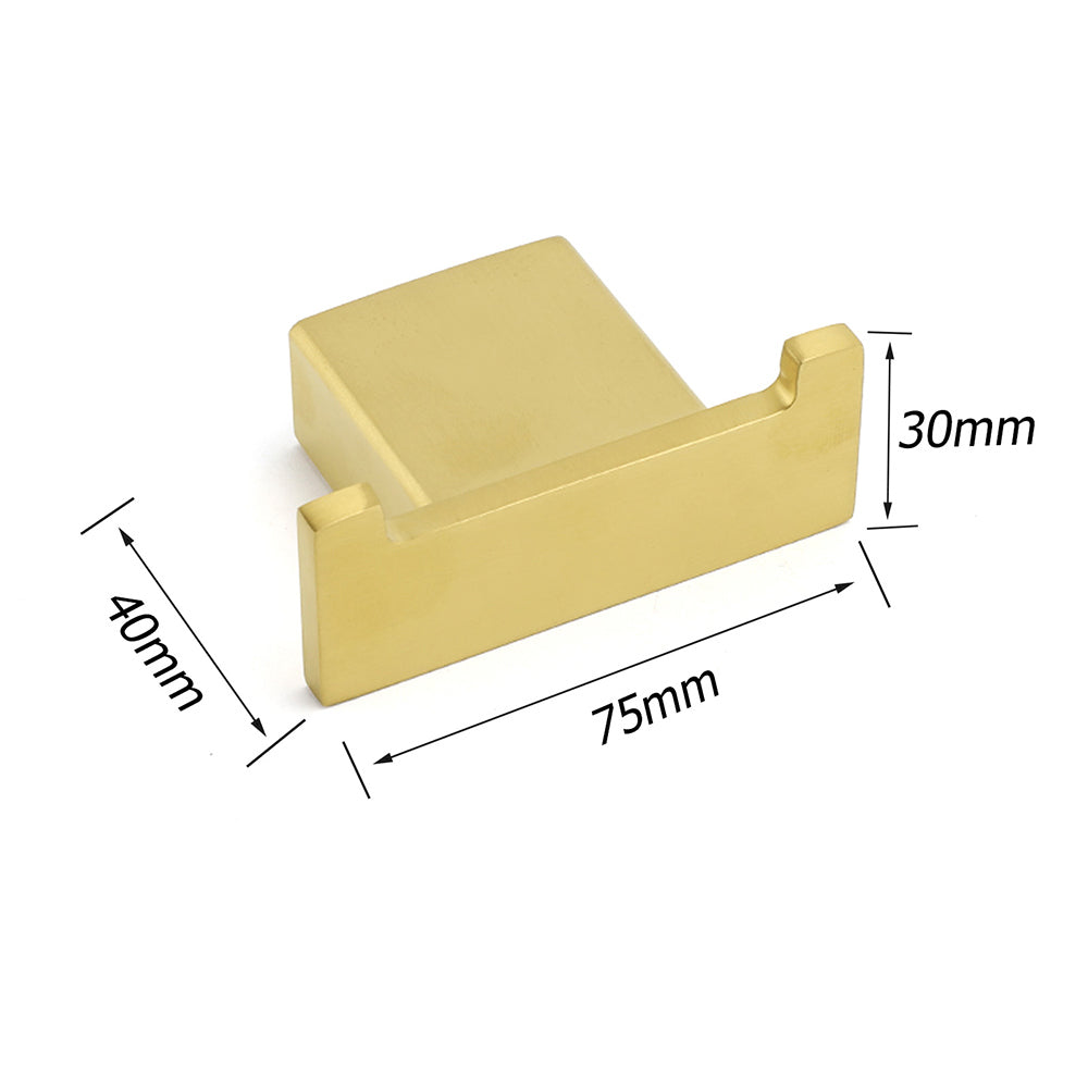 Brushed Gold Square Robe Hook Clothes Towel Towel Hanger Holder Wall Mounted Kit - Image 2