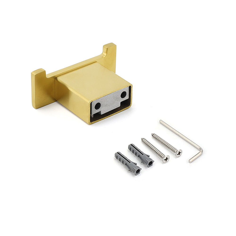 Brushed Gold Square Robe Hook Clothes Towel Towel Hanger Holder Wall Mounted Kit - Image 4