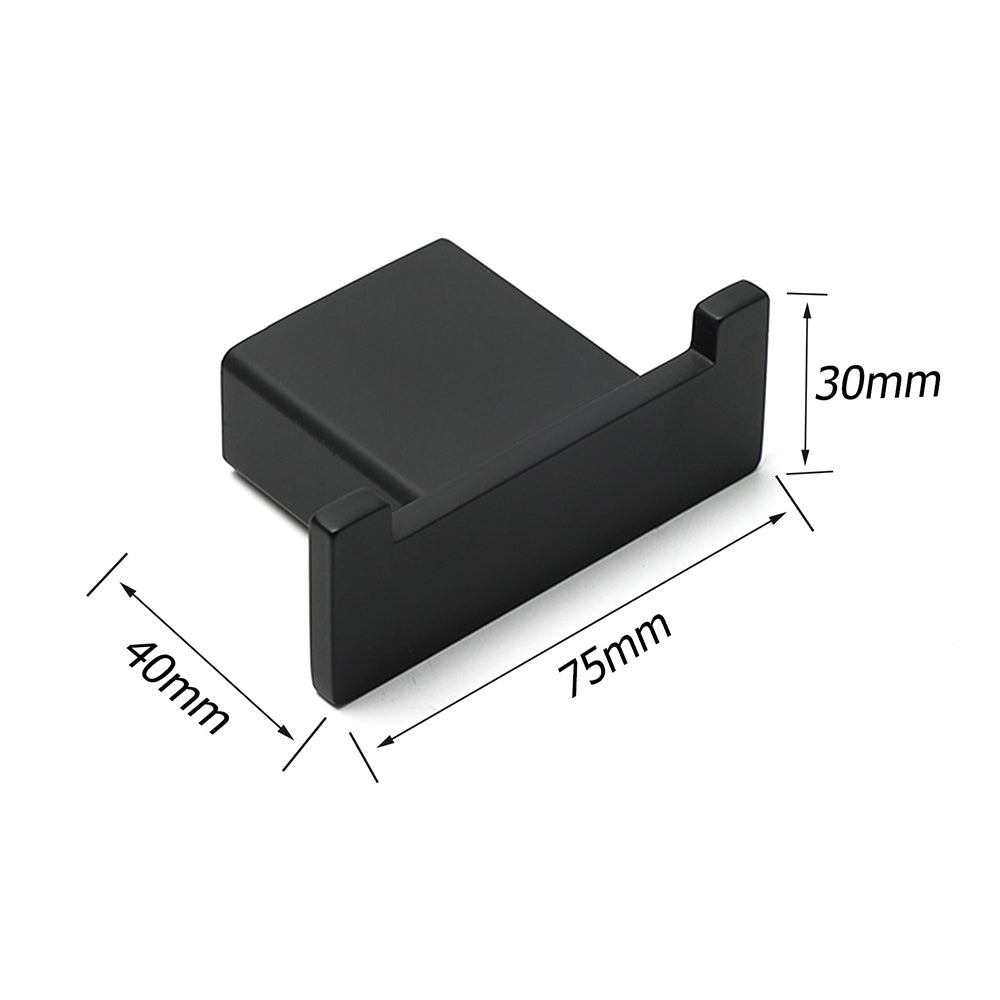 Matt Black Square Robe Hook Clothes Towel Holder Bathroom Wall Hanger Accessory - Image 2