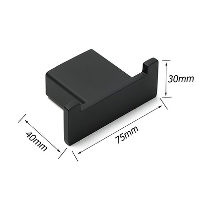 Matt Black Square Robe Hook Clothes Towel Holder Bathroom Wall Hanger Accessory - Image 2