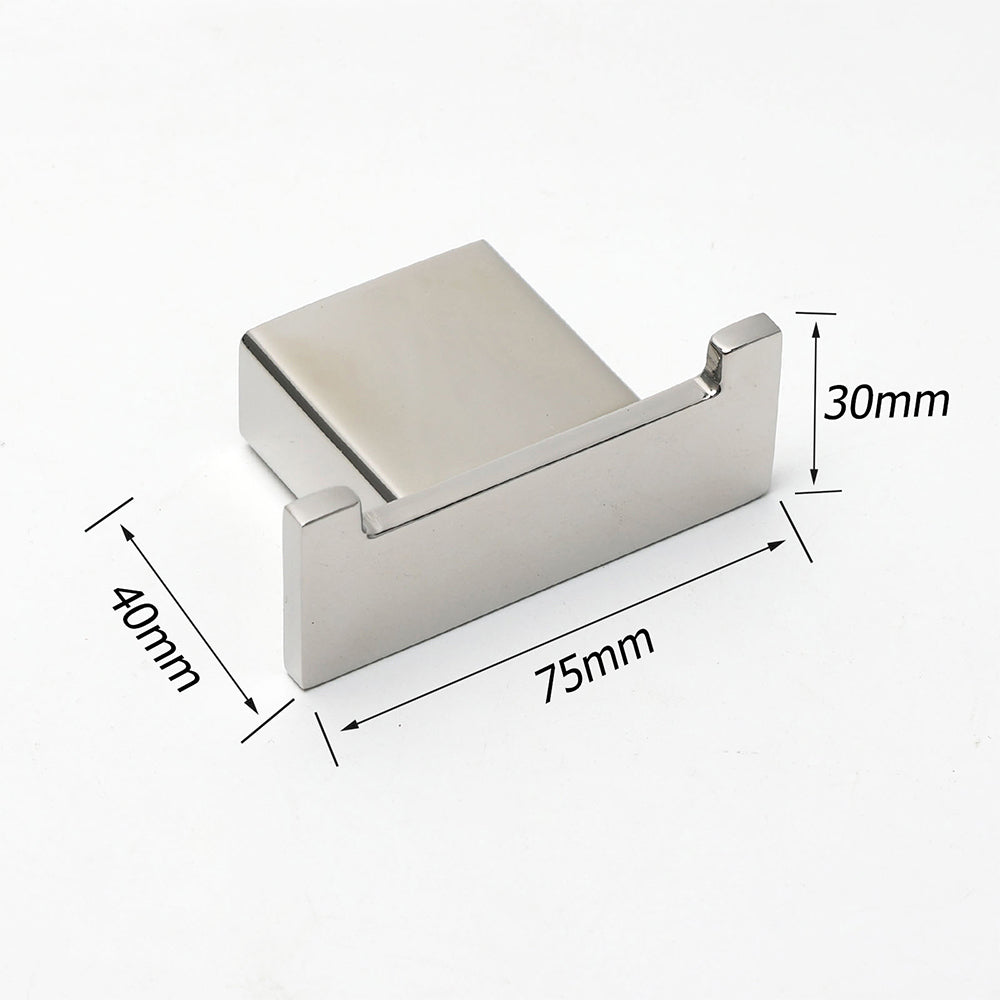 Chrome Square Robe Hook Clothes Towel Holder Bathroom Wall Mounted Hanger Kit - Image 4