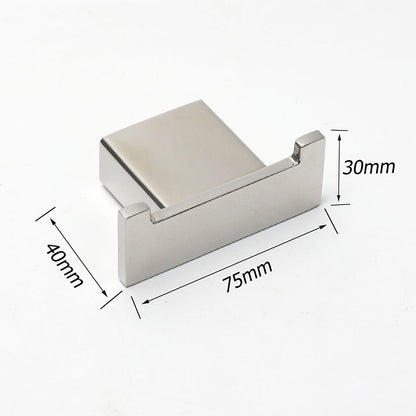 Chrome Square Robe Hook Clothes Towel Holder Bathroom Wall Mounted Hanger Kit - Image 4