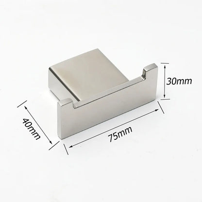 Chrome Square Robe Hook Clothes Towel Holder Bathroom Wall Mounted Hanger Kit - Image 2