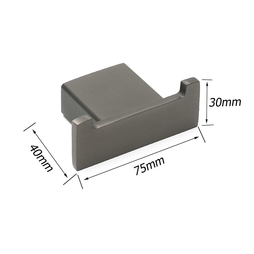 Gun Metal Square Robe Hook Clothes Towel Rack Holder Wall Mounted Double Hanger - Image 2