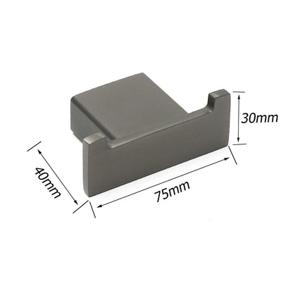Gun Metal Square Robe Hook Clothes Towel Rack Holder Wall Mounted Double Hanger - Image 2