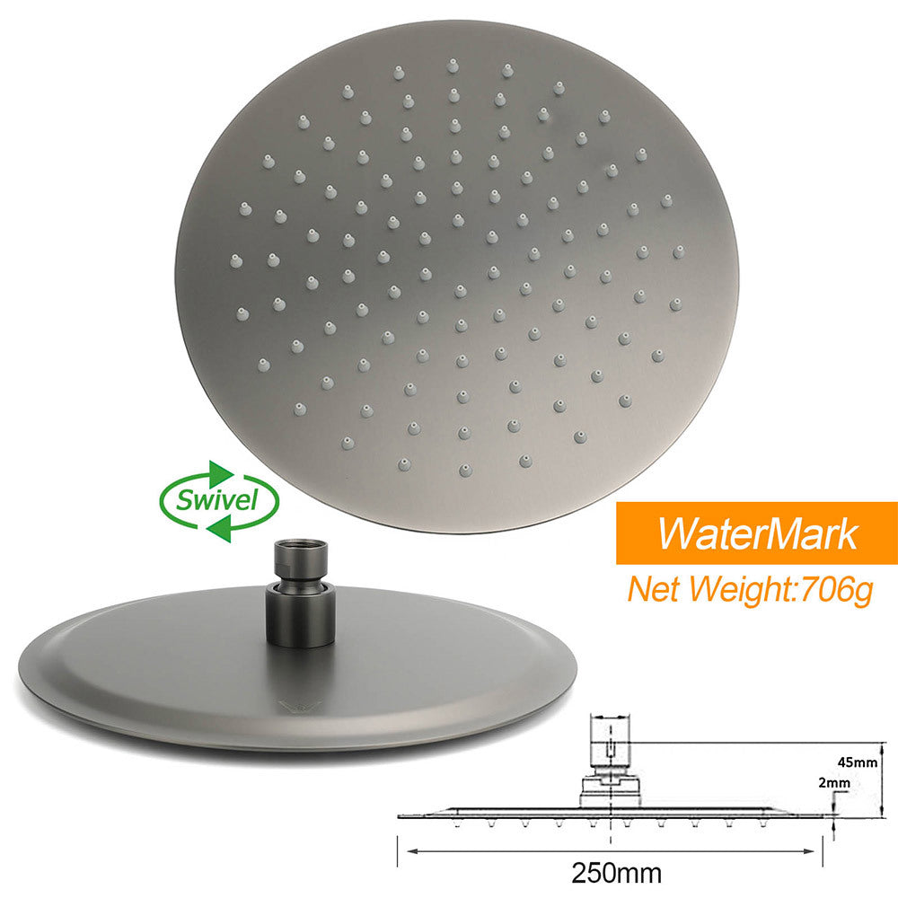 WELS Gun Metal Round 10" Rain Shower Head 400mm Straight Wall Mounted Arm Bath Set - Image 3