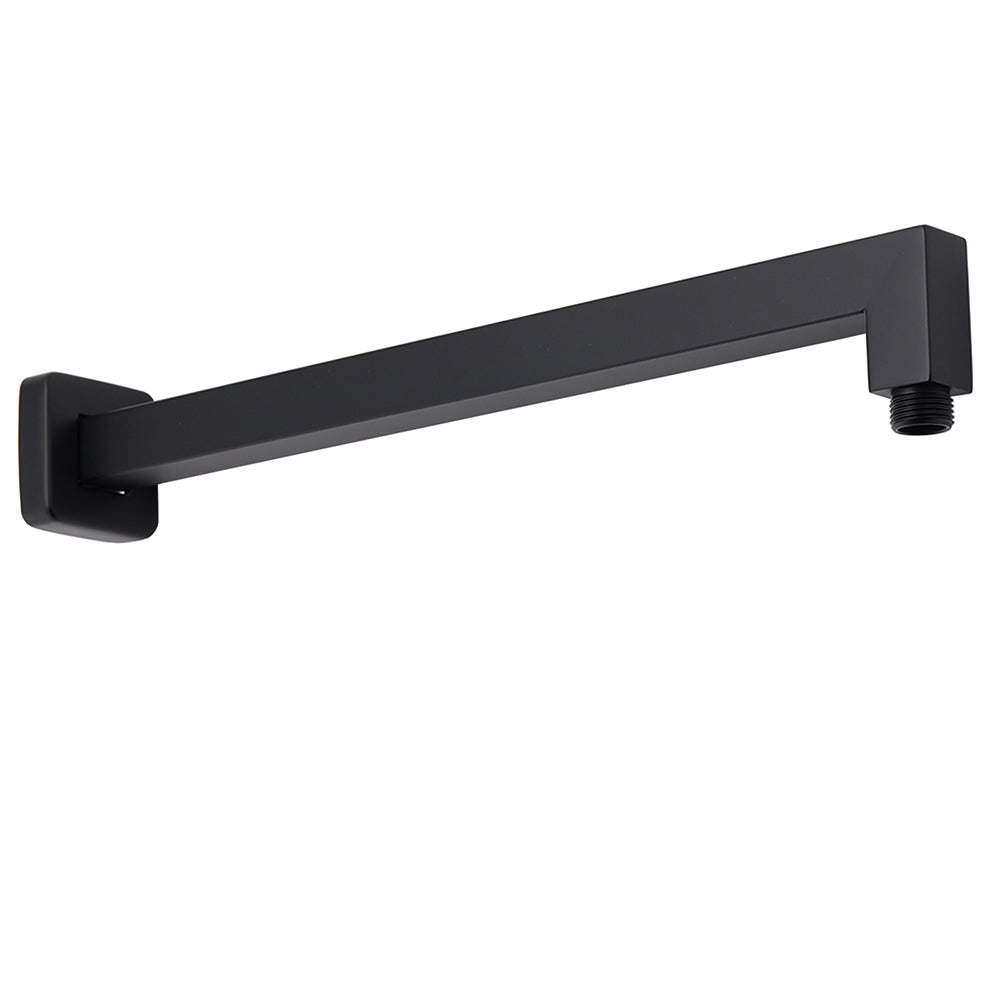 Matt Black Square 8" Rainfall Shower Head & 400mm Brass Straight Wall Mount Arm Set - Image 4