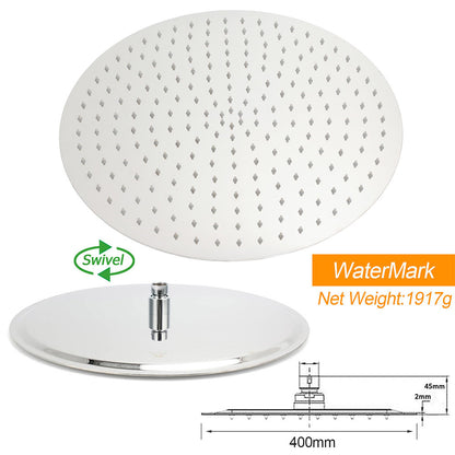 WELS Chrome Large 16" Round Rain Shower Head 300mm Ceiling Dropper Extension Arm Set - Image 4