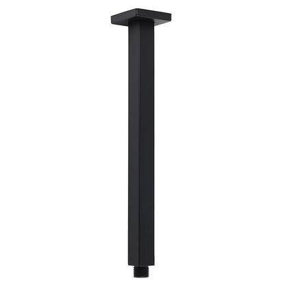 Matt Black 16" Large Rainfall Shower Head 300mm Ceiling Dropper Arm Square Mixer Taps - Image 2