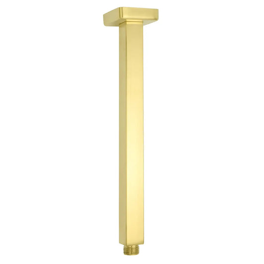 WELS Brushed Gold Square 8" Rain Shower Head 300mm Brass Ceiling Dropper Arm Set - Image 2