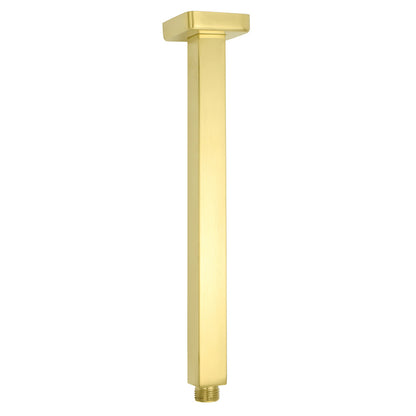 Brushed Gold Square 10" Rainfall Shower Head 30cm Ceiling Dropper Extension Arm Set - Image 2