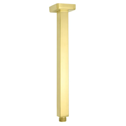 Brushed Gold Square 10" Rainfall Shower Head 30cm Ceiling Dropper Extension Arm Set - Image 2