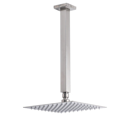 Brushed Nickel Square 8" Rain Shower Head 300mm Brass Ceiling Dropper Arm Set