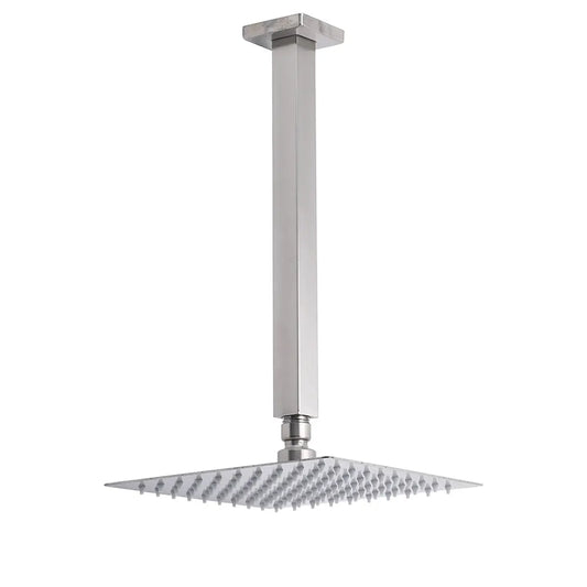Brushed Nickel Square 8" Rain Shower Head 300mm Brass Ceiling Dropper Arm Set