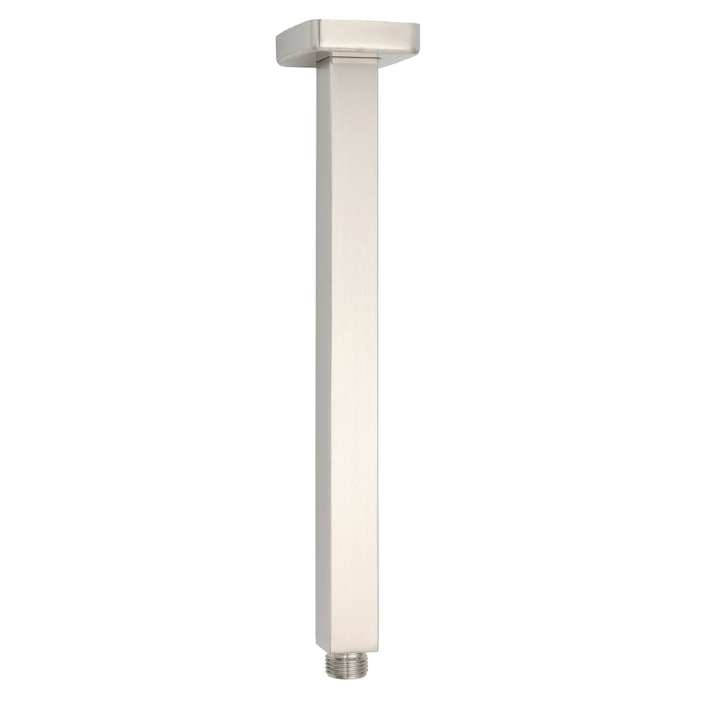 Brushed Nickel Square 10" Rain Shower Head 300mm Brass Ceiling Dropper Arm Set - Image 2