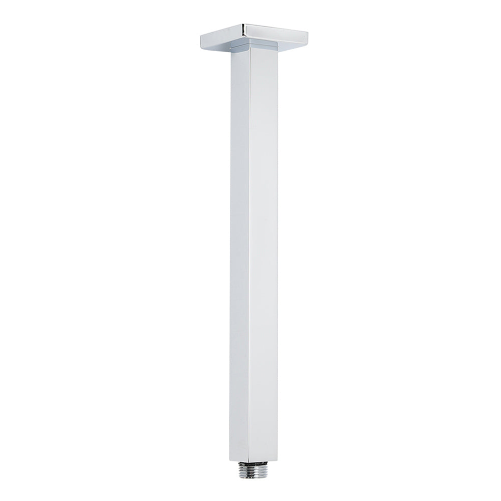 WELS 16" Rainfall Shower Head 300mm Ceiling Dropper Extension Arm Chrome Square Set - Image 2