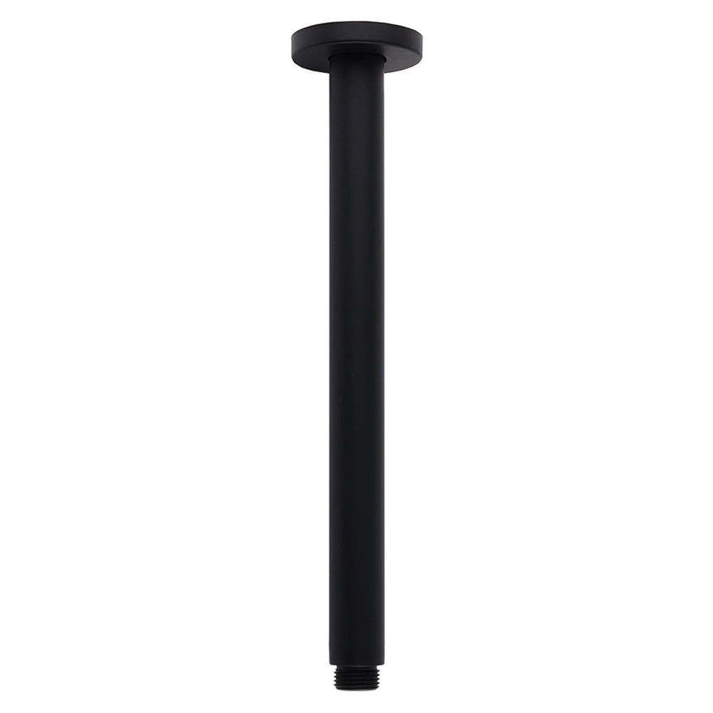 Matt Black Round 16" Extra Large Rain Shower Head 300mm Ceiling Dropper Arm Set - Image 2