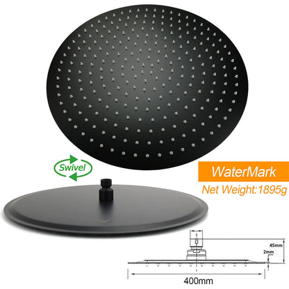 Matt Black Round 16" Extra Large Rain Shower Head 300mm Ceiling Dropper Arm Set - Image 4