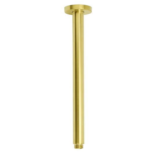 Brushed Gold Round 30cm Brass Shower Ceiling Extension Dropper Arm Bathroom Component