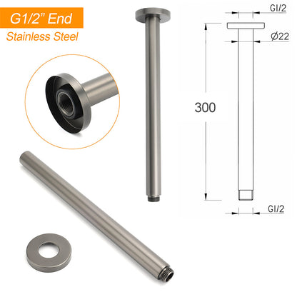 WELS Gun Metal Round 10" SUS Rainfall Shower Head 300mm Ceiling Dropper Arm Set - Image 4