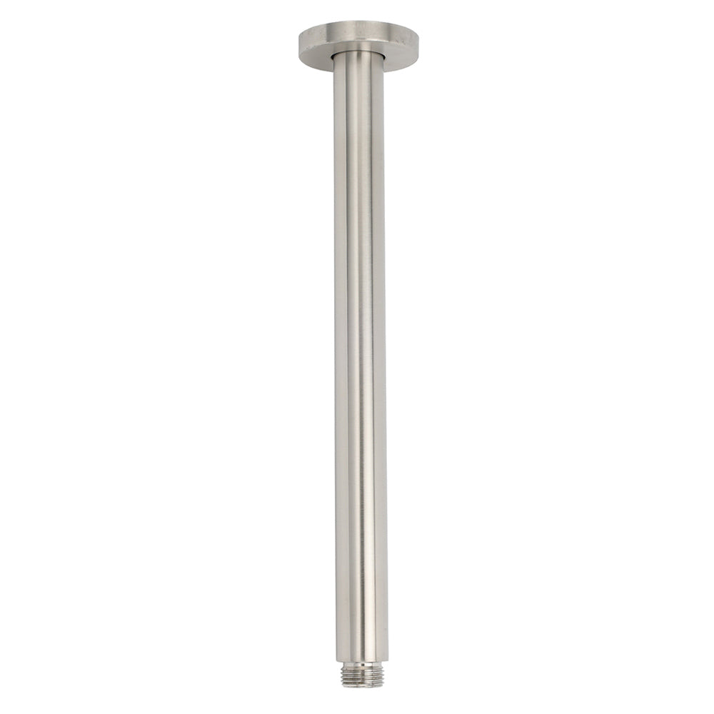 Brushed Nickel Round 10" Shower Rain Head + 300mm Brass Ceiling Dropper Arm Set - Image 2