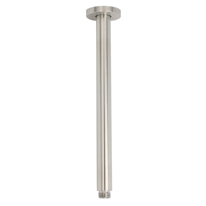 Brushed Nickel Round 10" Shower Rain Head + 300mm Brass Ceiling Dropper Arm Set - Image 2