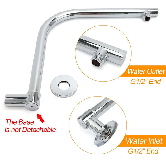 WELS Chrome Round 10" Rainfall Shower Head + 360° Swivel Gooseneck Wall Arm Set - Image 3
