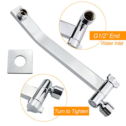 Square Chrome Brass Up & Down Adjustable Wall Mounted Shower Arm For Shower Head - Image 3
