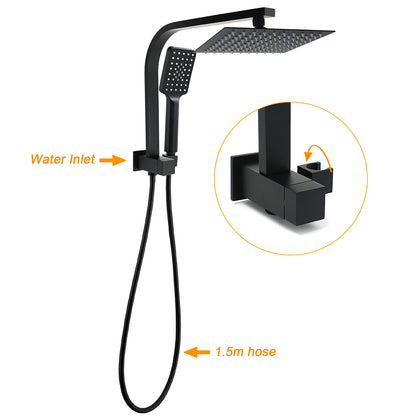 Matt Black 8" SUS Shower Head 3 Modes Handheld Gooseneck Arm Square 2in1 Set - Image 2