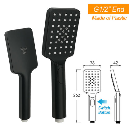 Matt Black Square 10" SUS Shower Head 3 Modes Handheld Gooseneck Arm Twin Set - Image 8