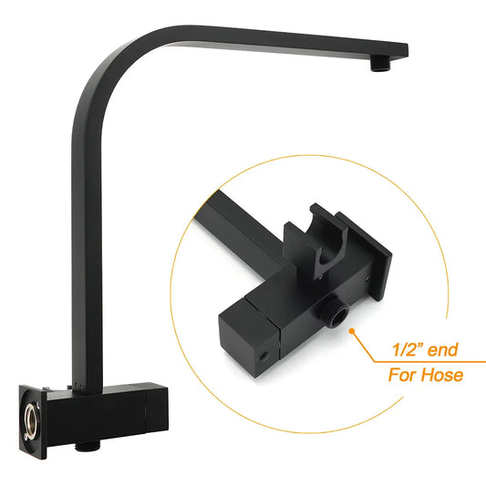 WELS Matt Black Twin Set 12" Large Shower Head 3 Modes Handheld Gooseneck Arm Diverter - Image 5