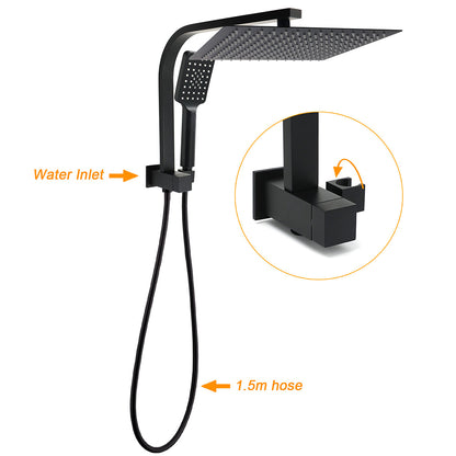 Matt Black Twin Set 12" Large Shower Head 3 Modes Handheld Gooseneck Arm Wall Mixer - Image 2