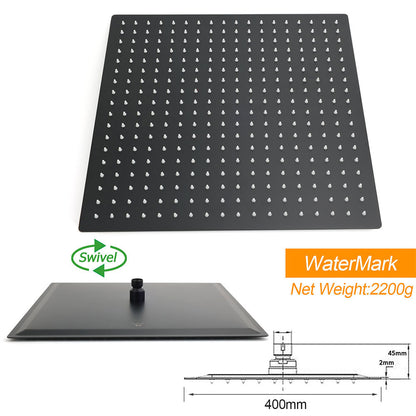WELS Matt Black Dual Set 16" Extra Large Shower Head 3 Modes Handheld Gooseneck Arm Diverter - Image 6