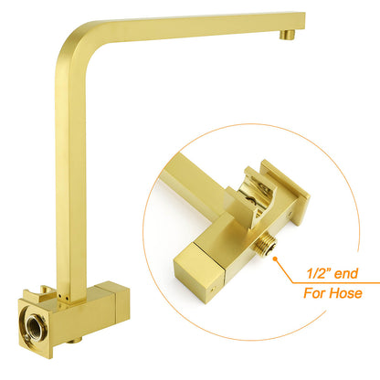 WELS Brushed Gold Twin Shower 8" Rain Head Handheld Diverter Wall Arm Square Taps - Image 7