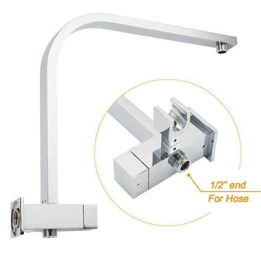 WELS Square Twin Shower Head Chrome 12 inch 3 Mode Handheld Diverter Wall Arm Set - Image 5