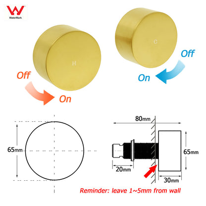 WELS Brushed Gold Round Dual Shower Head Set Simple Hold Handheld Gooseneck Arm Twin Taps - Image 6