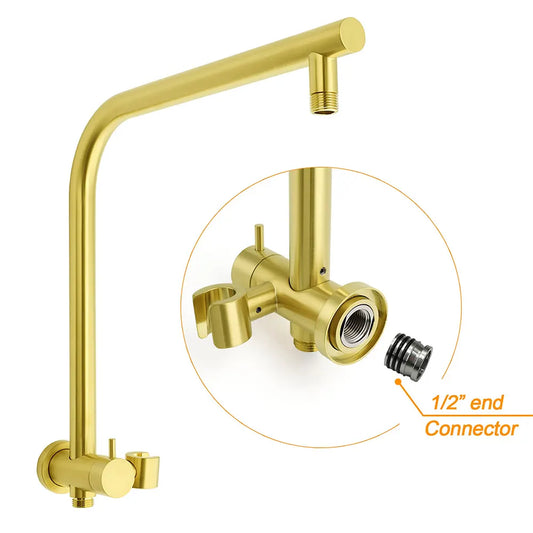 WELS Brushed Gold Round 2in1 8" Shower Head Set Diverter Wall Arm Stainless Steel Handheld + Mixer - Image 4