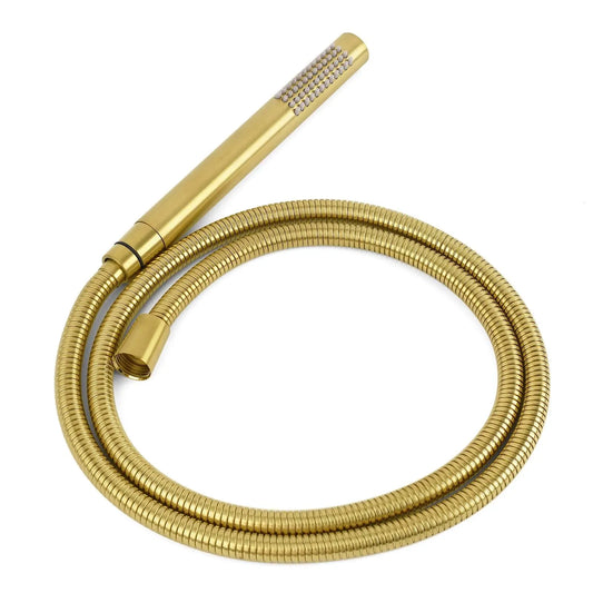 Brushed Gold Round Large 12" Rain Shower Head Stainless Steel Spray Handheld Wall Arm Mixer Set - Image 7