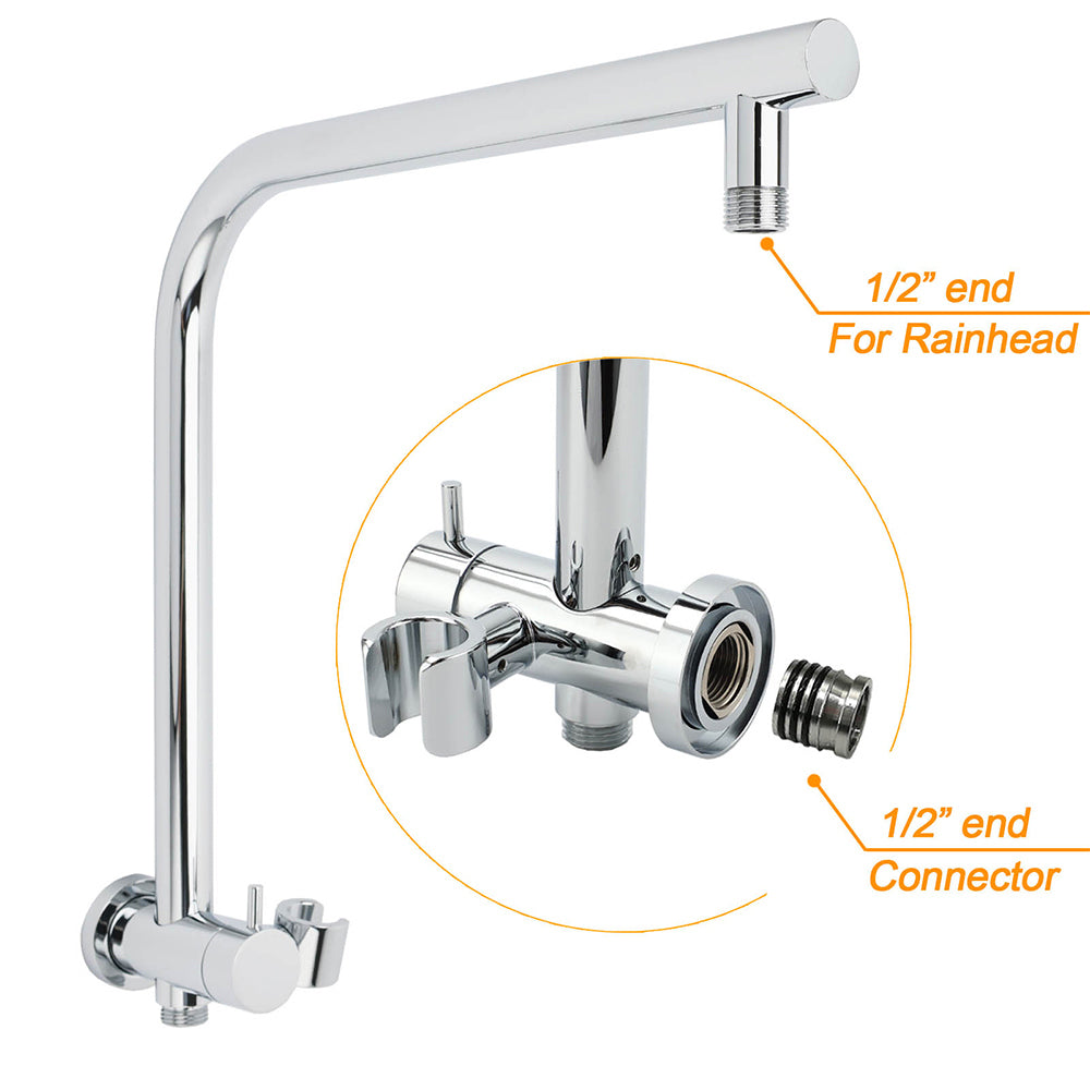 WELS 10" Rain Shower Head Handheld Sliding Rail DIY Twin Set Chrome Round - Image 8