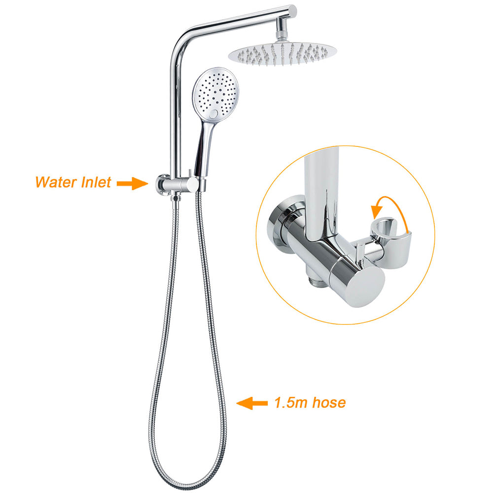WELS Twin Shower Set 8" Rain Head 3 Modes Handheld Switch Diverter Gooseneck Wall Arm - Image 2